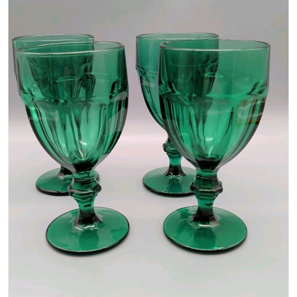 Libbey GIBRALTAR Duratuff Juniper Green Glass Iced Tea Goblets 16 Oz SET OF 4